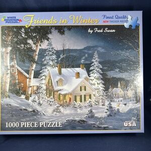White Mountain Jigsaw Puzzle 1000pc Friends In Winter Snowy Landscape